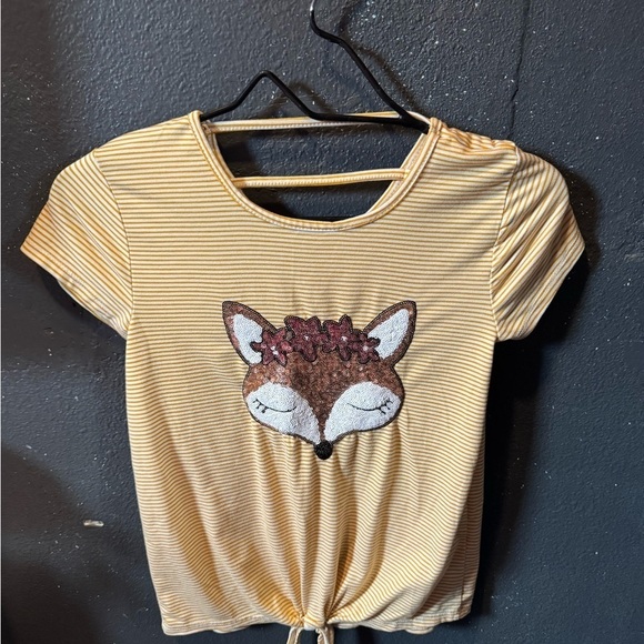 btween Tops - btween Yellow Tie Front Graphic Tee